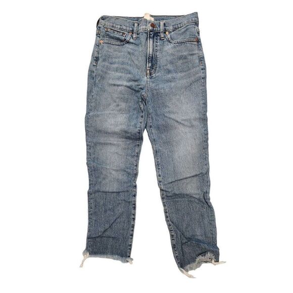 Madewell Demin Blue Frayed Ankle Jeans Size 28 Perfect Vintage Crop - Picture 1 of 5